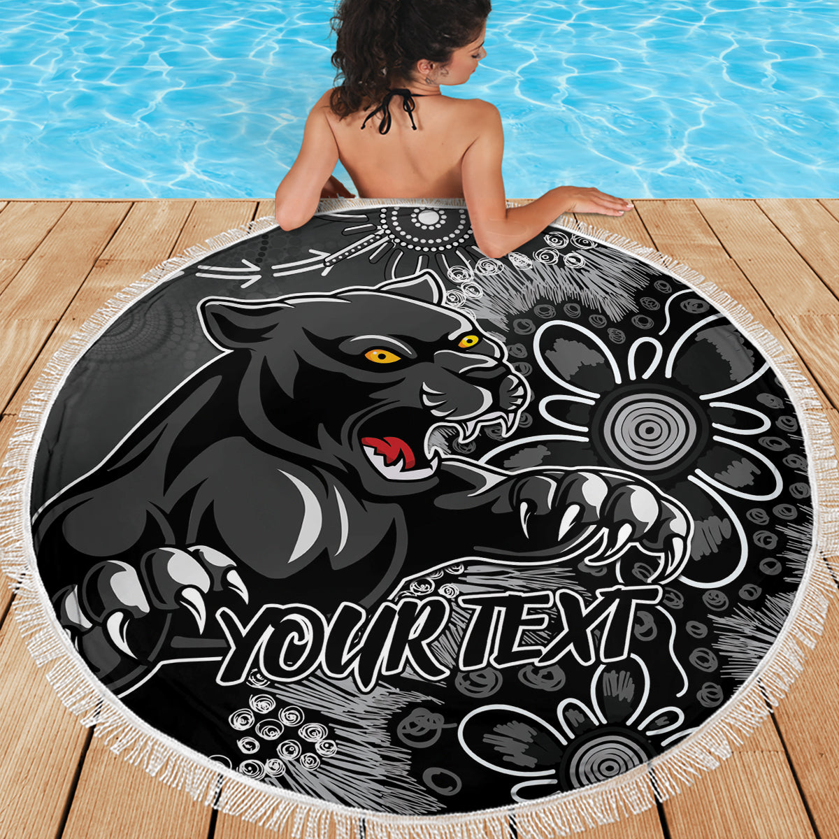 Personalised Panthers NAIDOC Week 2024 Beach Blanket Aboriginal Fire Burning Sparks