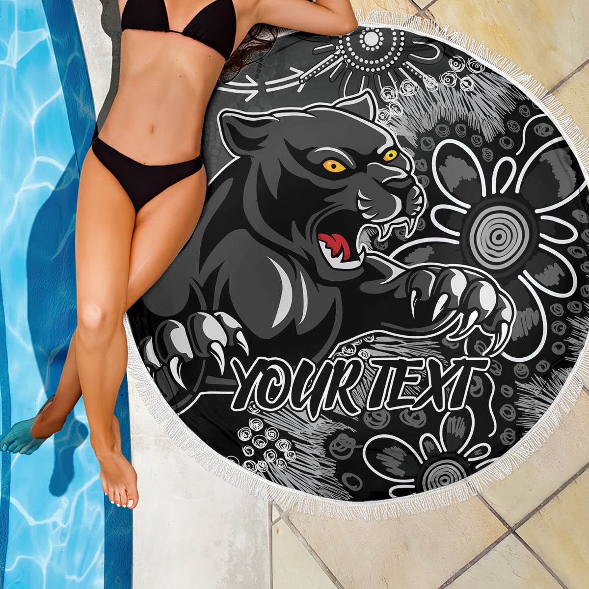 Personalised Panthers NAIDOC Week 2024 Beach Blanket Aboriginal Fire Burning Sparks