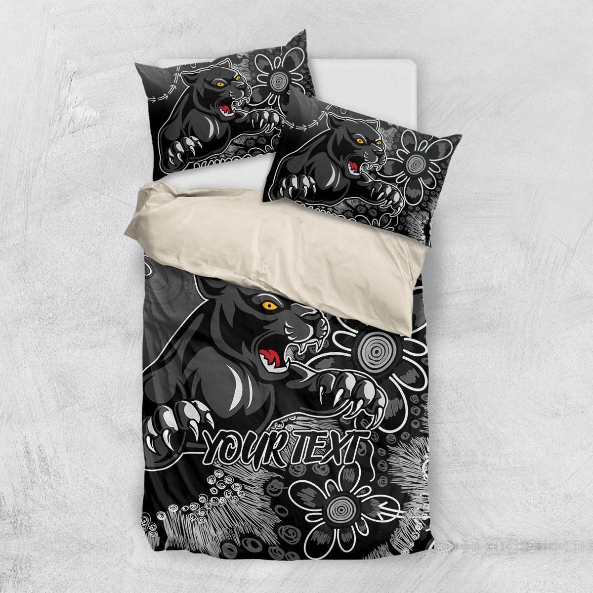 Personalised Panthers NAIDOC Week 2024 Bedding Set Aboriginal Fire Burning Sparks