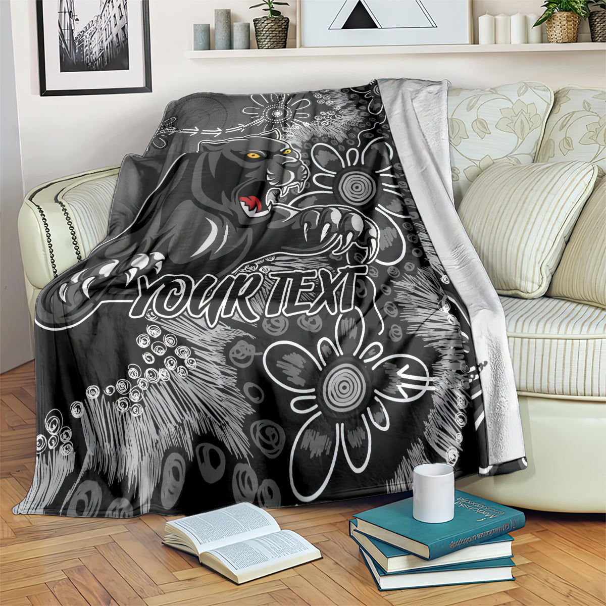 Personalised Panthers NAIDOC Week 2024 Blanket Aboriginal Fire Burning Sparks