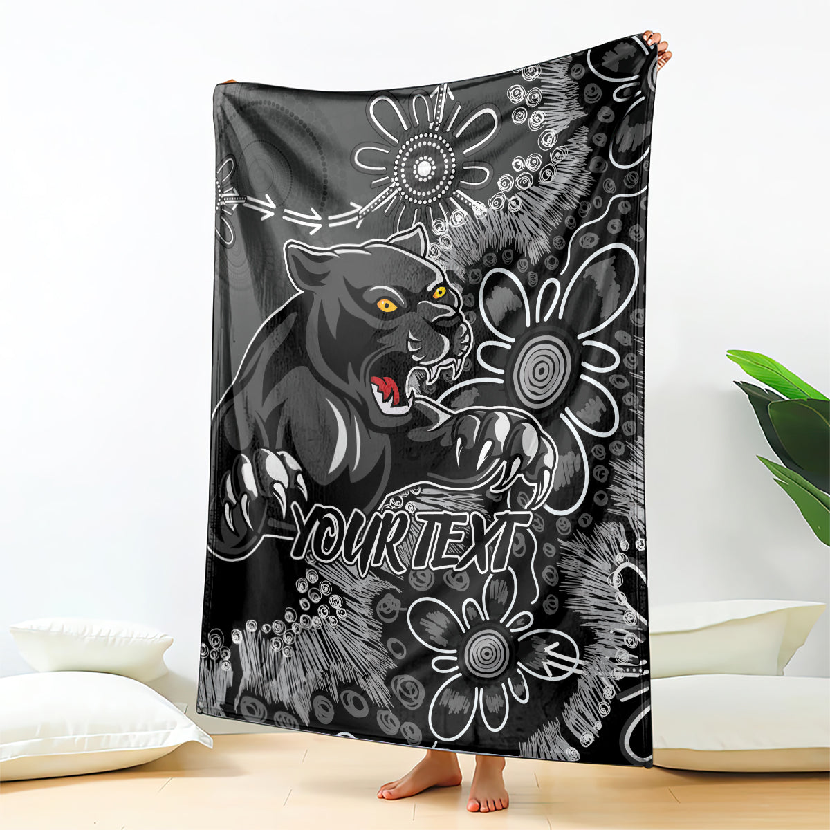 Personalised Panthers NAIDOC Week 2024 Blanket Aboriginal Fire Burning Sparks