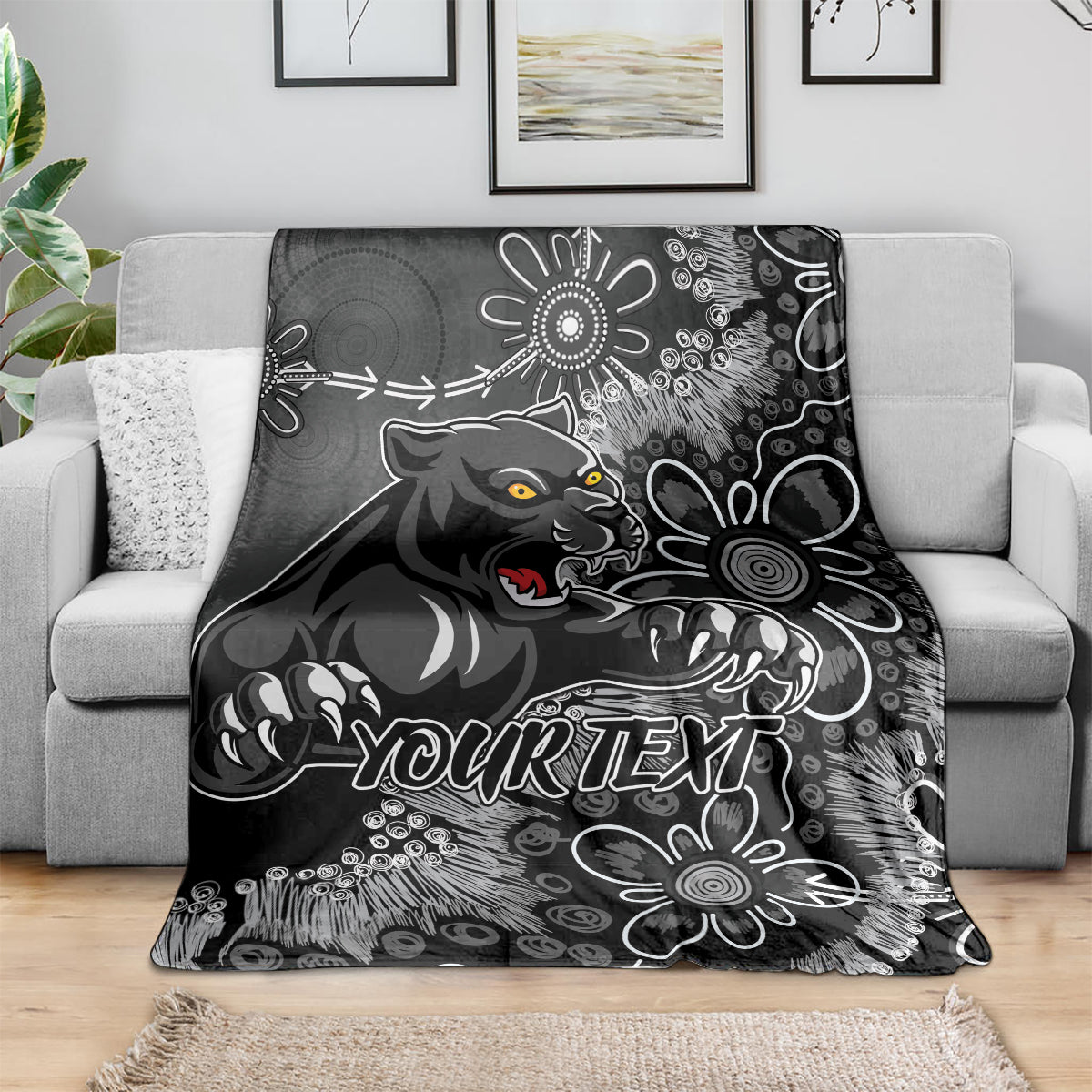 Personalised Panthers NAIDOC Week 2024 Blanket Aboriginal Fire Burning Sparks