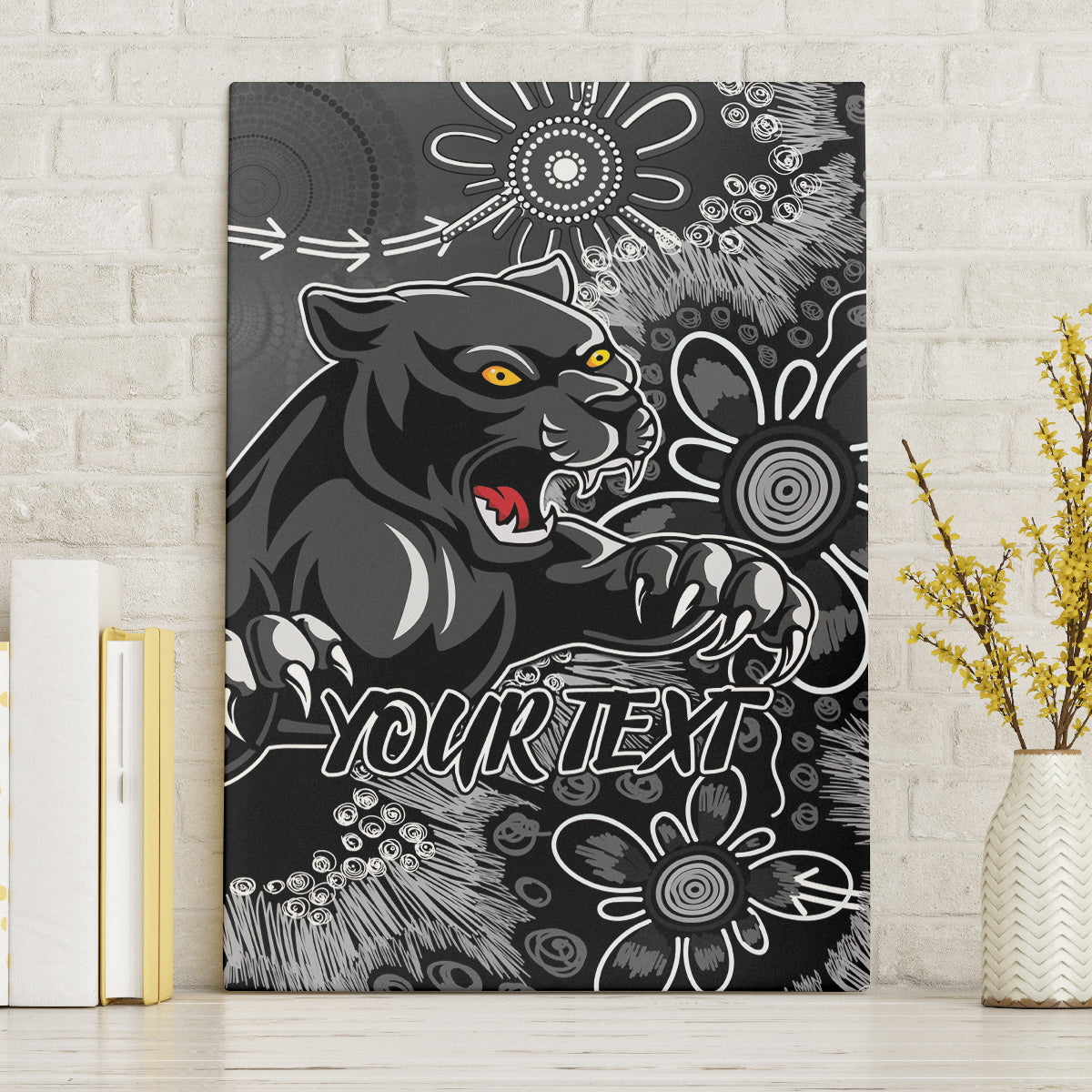 Personalised Panthers NAIDOC Week 2024 Canvas Wall Art Aboriginal Fire Burning Sparks
