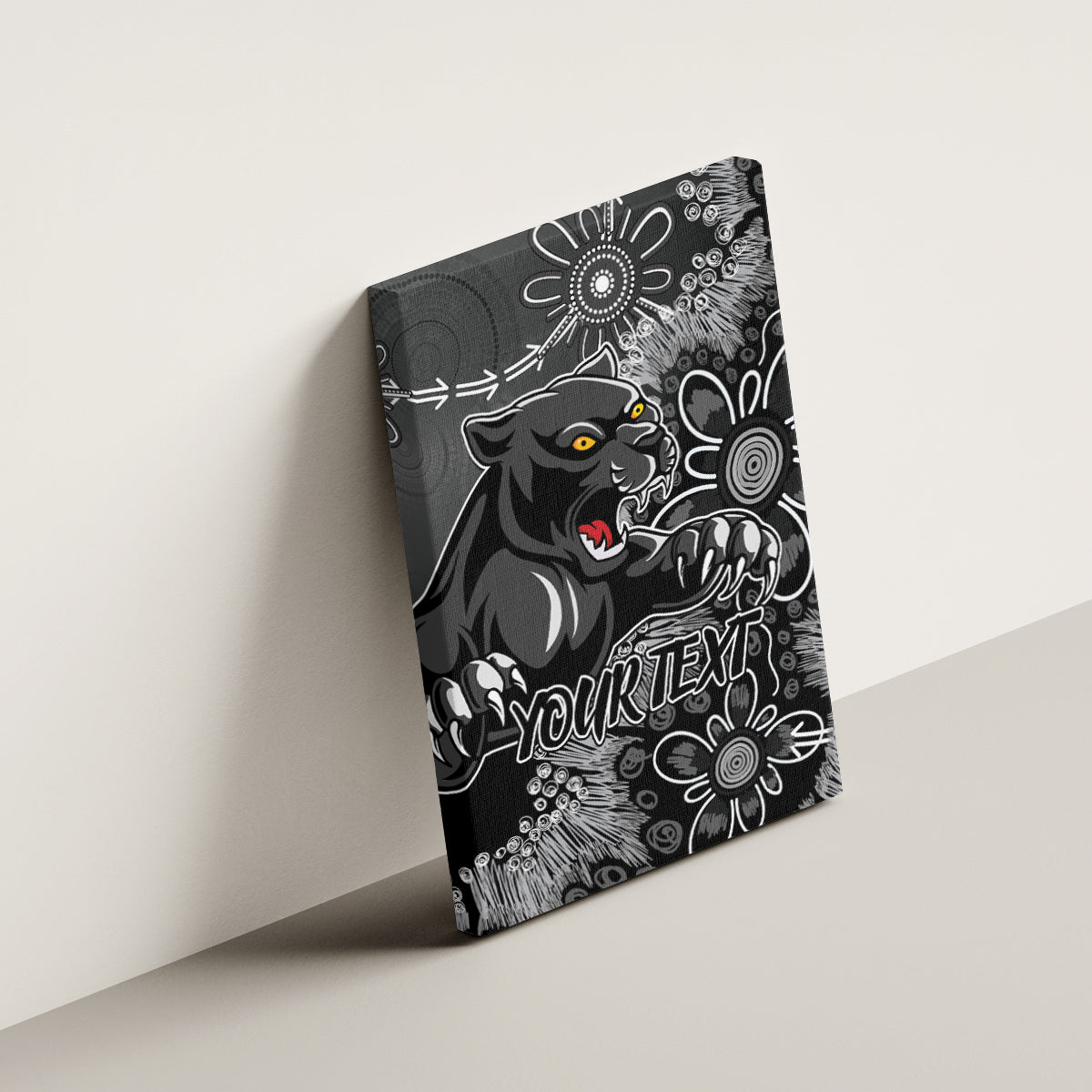 Personalised Panthers NAIDOC Week 2024 Canvas Wall Art Aboriginal Fire Burning Sparks