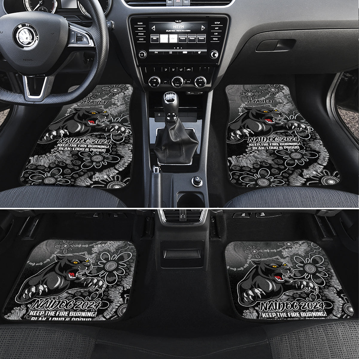Personalised Panthers NAIDOC Week 2024 Car Mats Aboriginal Fire Burning Sparks