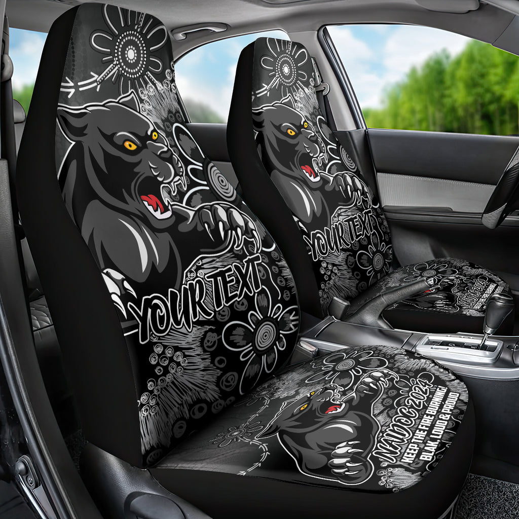 Personalised Panthers NAIDOC Week 2024 Car Seat Cover Aboriginal Fire Burning Sparks