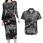 Personalised Panthers NAIDOC Week 2024 Couples Matching Long Sleeve Bodycon Dress and Hawaiian Shirt Aboriginal Fire Burning Sparks