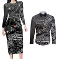 Personalised Panthers NAIDOC Week 2024 Couples Matching Long Sleeve Bodycon Dress and Long Sleeve Button Shirt Aboriginal Fire Burning Sparks