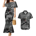 Personalised Panthers NAIDOC Week 2024 Couples Matching Mermaid Dress and Hawaiian Shirt Aboriginal Fire Burning Sparks