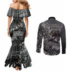 Personalised Panthers NAIDOC Week 2024 Couples Matching Mermaid Dress and Long Sleeve Button Shirt Aboriginal Fire Burning Sparks