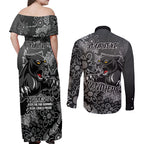 Personalised Panthers NAIDOC Week 2024 Couples Matching Off Shoulder Maxi Dress and Long Sleeve Button Shirt Aboriginal Fire Burning Sparks