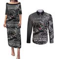 Personalised Panthers NAIDOC Week 2024 Couples Matching Puletasi and Long Sleeve Button Shirt Aboriginal Fire Burning Sparks