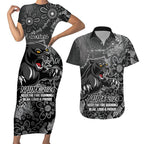 Personalised Panthers NAIDOC Week 2024 Couples Matching Short Sleeve Bodycon Dress and Hawaiian Shirt Aboriginal Fire Burning Sparks