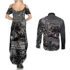 Personalised Panthers NAIDOC Week 2024 Couples Matching Summer Maxi Dress and Long Sleeve Button Shirt Aboriginal Fire Burning Sparks