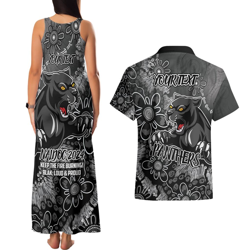 Personalised Panthers NAIDOC Week 2024 Couples Matching Tank Maxi Dress and Hawaiian Shirt Aboriginal Fire Burning Sparks