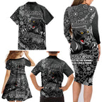 Personalised Panthers NAIDOC Week 2024 Family Matching Long Sleeve Bodycon Dress and Hawaiian Shirt Aboriginal Fire Burning Sparks