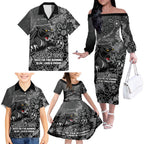 Personalised Panthers NAIDOC Week 2024 Family Matching Off The Shoulder Long Sleeve Dress and Hawaiian Shirt Aboriginal Fire Burning Sparks
