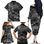 Personalised Panthers NAIDOC Week 2024 Family Matching Off The Shoulder Long Sleeve Dress and Hawaiian Shirt Aboriginal Fire Burning Sparks