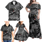 Personalised Panthers NAIDOC Week 2024 Family Matching Off Shoulder Maxi Dress and Hawaiian Shirt Aboriginal Fire Burning Sparks