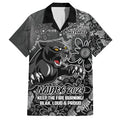 Personalised Panthers NAIDOC Week 2024 Family Matching Off Shoulder Short Dress and Hawaiian Shirt Aboriginal Fire Burning Sparks