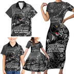 Personalised Panthers NAIDOC Week 2024 Family Matching Short Sleeve Bodycon Dress and Hawaiian Shirt Aboriginal Fire Burning Sparks