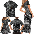 Personalised Panthers NAIDOC Week 2024 Family Matching Short Sleeve Bodycon Dress and Hawaiian Shirt Aboriginal Fire Burning Sparks