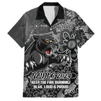 Personalised Panthers NAIDOC Week 2024 Family Matching Short Sleeve Bodycon Dress and Hawaiian Shirt Aboriginal Fire Burning Sparks