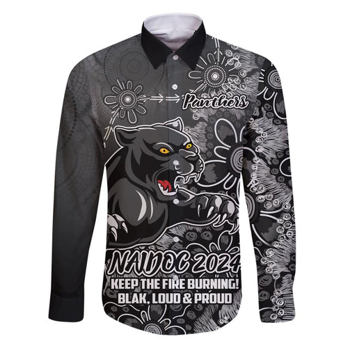 Personalised Panthers NAIDOC Week 2024 Family Matching Short Sleeve Bodycon Dress and Hawaiian Shirt Aboriginal Fire Burning Sparks