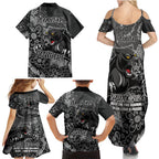 Personalised Panthers NAIDOC Week 2024 Family Matching Summer Maxi Dress and Hawaiian Shirt Aboriginal Fire Burning Sparks