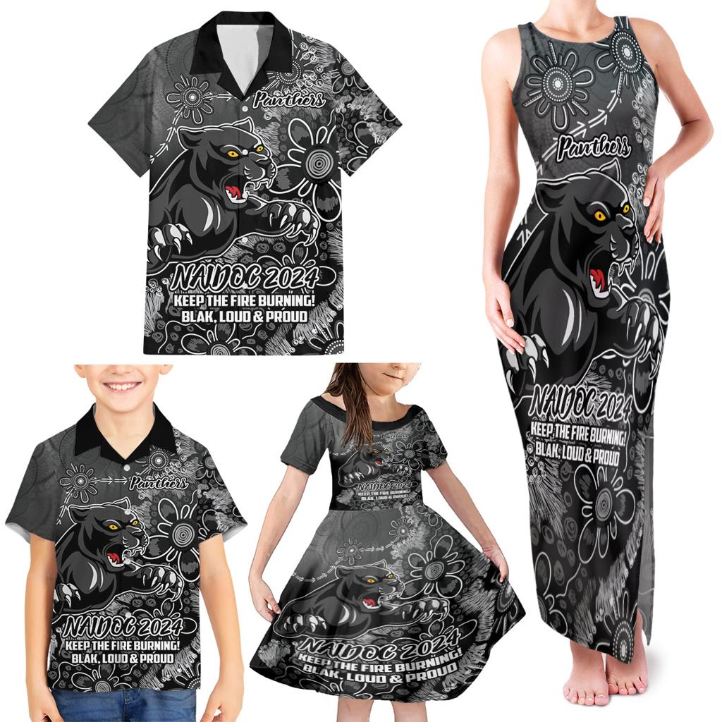 Personalised Panthers NAIDOC Week 2024 Family Matching Tank Maxi Dress and Hawaiian Shirt Aboriginal Fire Burning Sparks