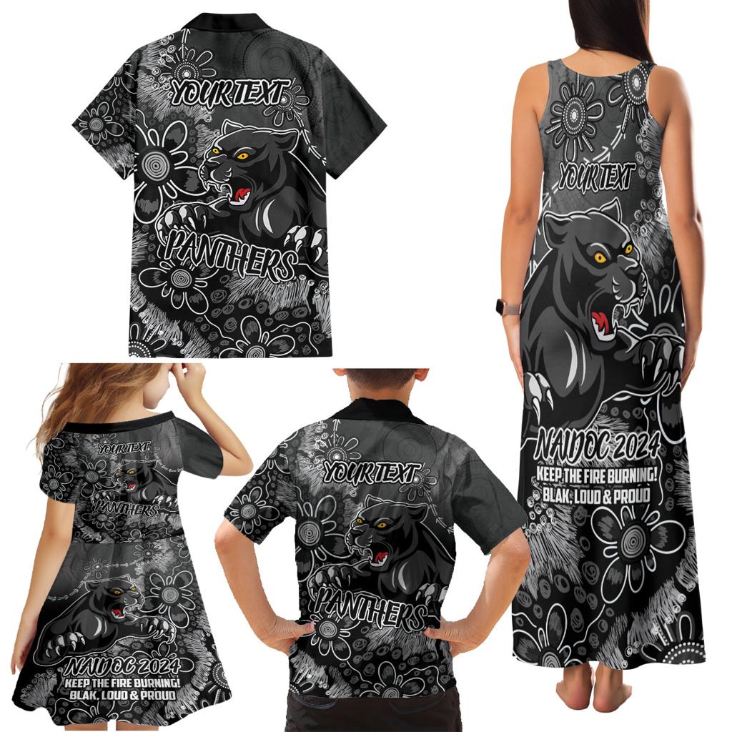 Personalised Panthers NAIDOC Week 2024 Family Matching Tank Maxi Dress and Hawaiian Shirt Aboriginal Fire Burning Sparks