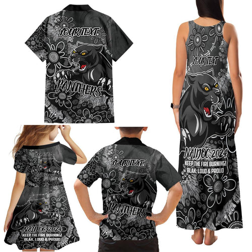 Personalised Panthers NAIDOC Week 2024 Family Matching Tank Maxi Dress and Hawaiian Shirt Aboriginal Fire Burning Sparks