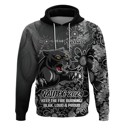 Personalised Panthers NAIDOC Week 2024 Hoodie Aboriginal Fire Burning Sparks