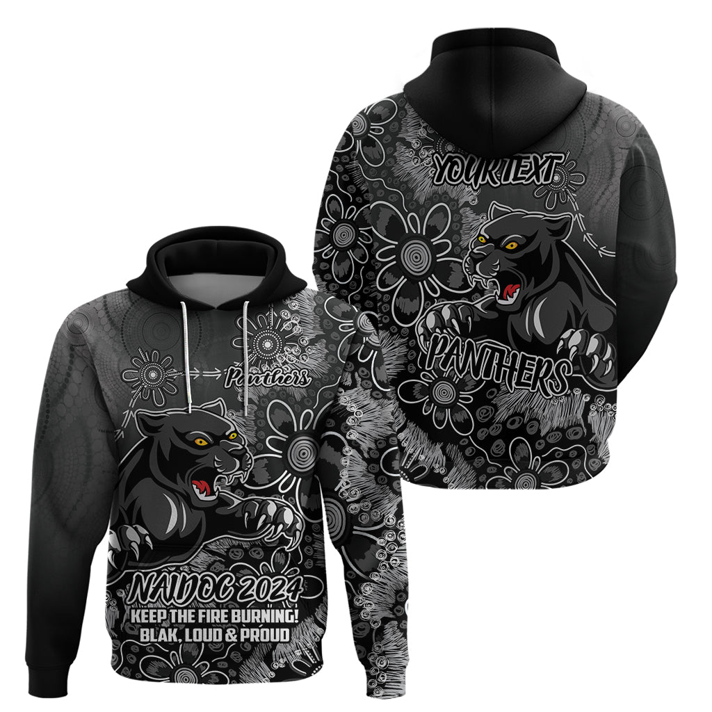 Personalised Panthers NAIDOC Week 2024 Hoodie Aboriginal Fire Burning Sparks