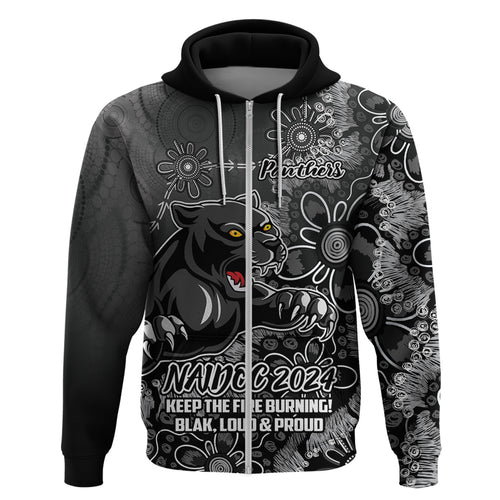 Personalised Panthers NAIDOC Week 2024 Hoodie Aboriginal Fire Burning Sparks