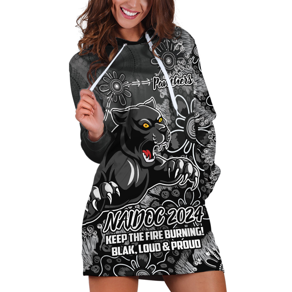 Personalised Panthers NAIDOC Week 2024 Hoodie Dress Aboriginal Fire Burning Sparks