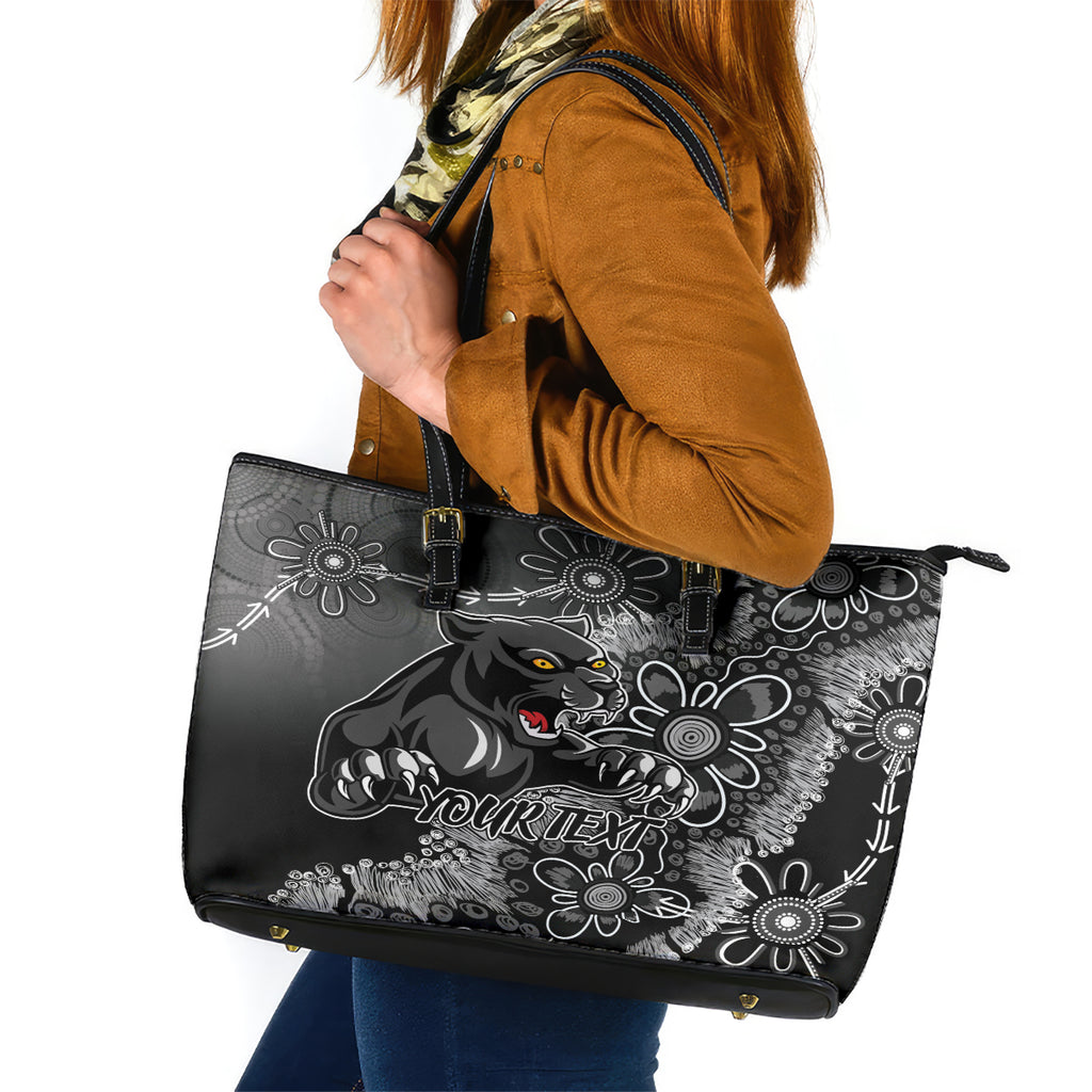 Personalised Panthers NAIDOC Week 2024 Leather Tote Bag Aboriginal Fire Burning Sparks