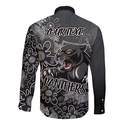 Personalised Panthers NAIDOC Week 2024 Long Sleeve Button Shirt Aboriginal Fire Burning Sparks