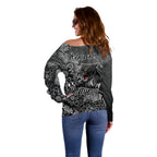 Personalised Panthers NAIDOC Week 2024 Off Shoulder Sweater Aboriginal Fire Burning Sparks