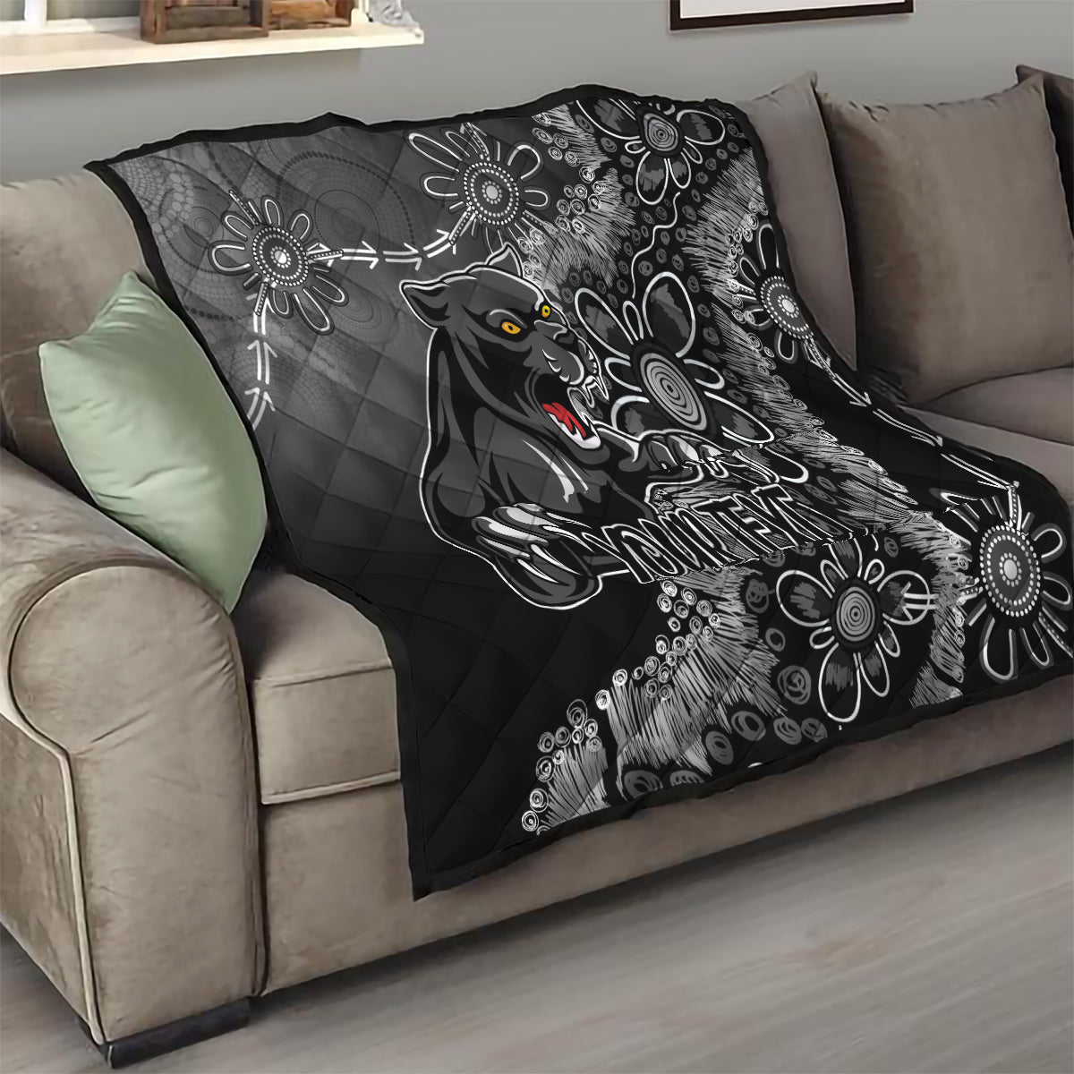 Personalised Panthers NAIDOC Week 2024 Quilt Aboriginal Fire Burning Sparks