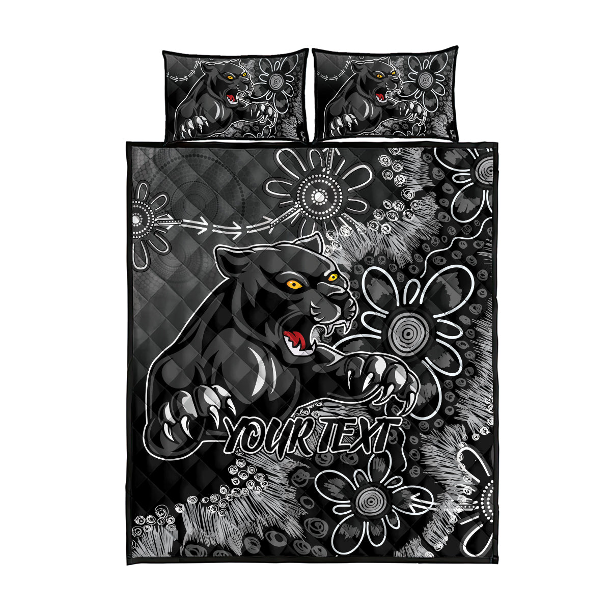 Personalised Panthers NAIDOC Week 2024 Quilt Bed Set Aboriginal Fire Burning Sparks