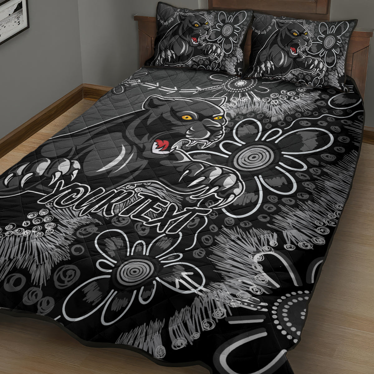 Personalised Panthers NAIDOC Week 2024 Quilt Bed Set Aboriginal Fire Burning Sparks