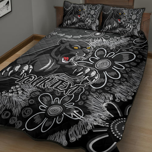 Personalised Panthers NAIDOC Week 2024 Quilt Bed Set Aboriginal Fire Burning Sparks