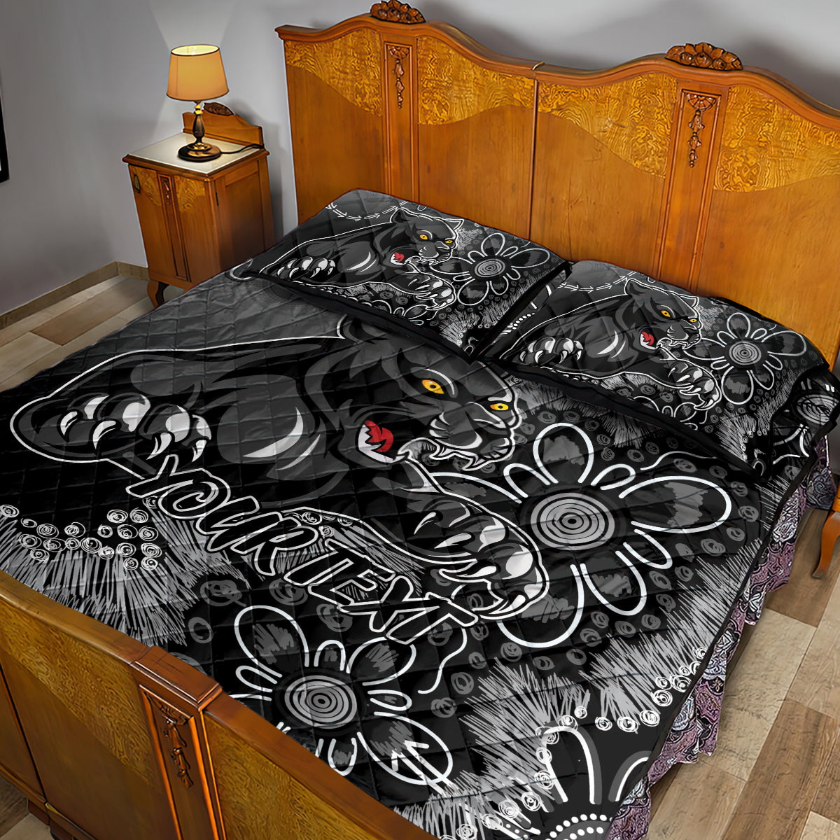 Personalised Panthers NAIDOC Week 2024 Quilt Bed Set Aboriginal Fire Burning Sparks
