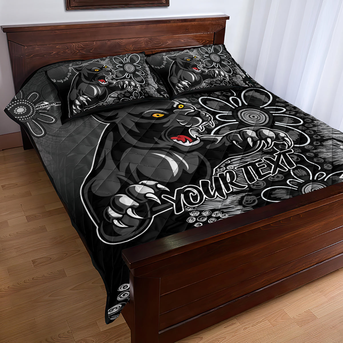 Personalised Panthers NAIDOC Week 2024 Quilt Bed Set Aboriginal Fire Burning Sparks