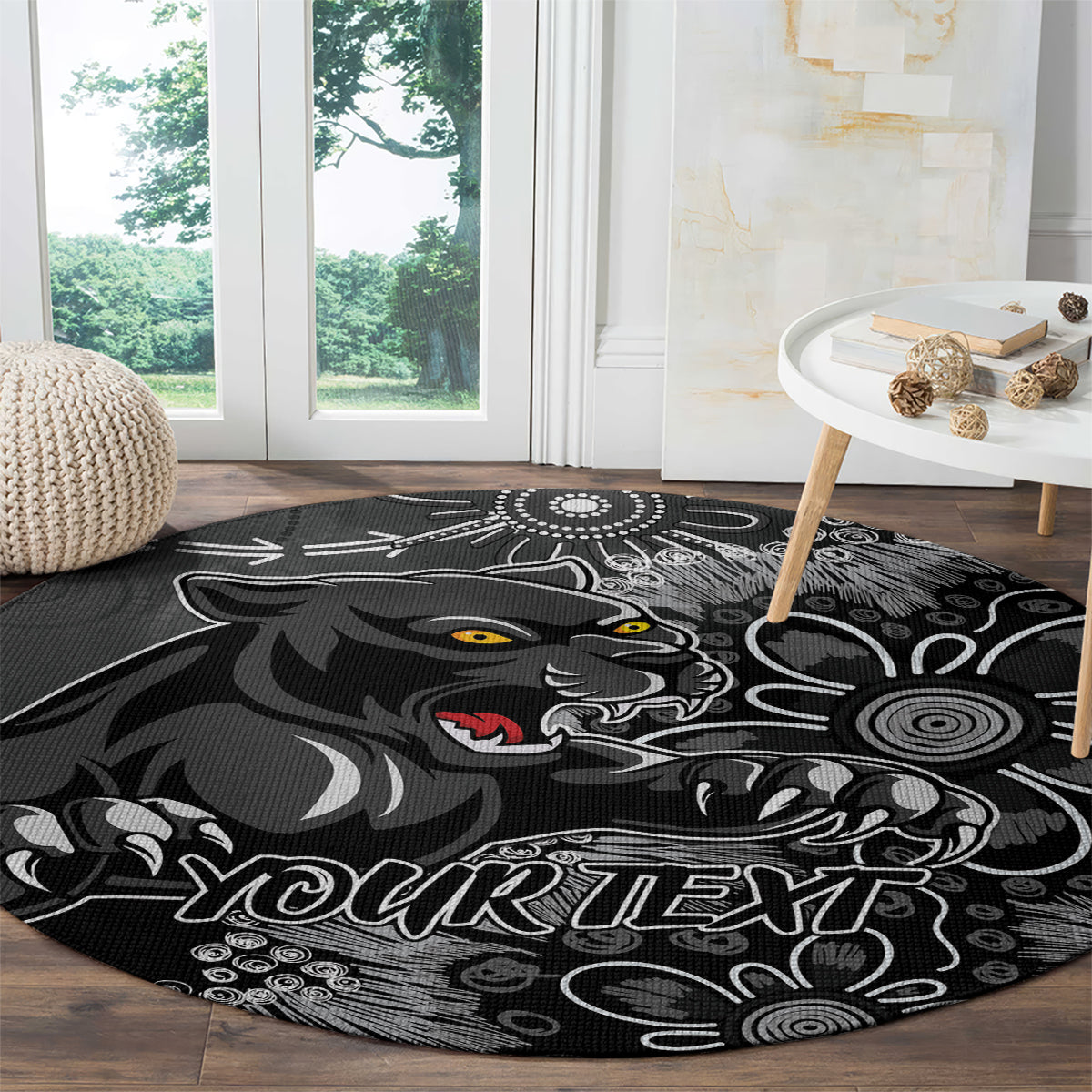 Personalised Panthers NAIDOC Week 2024 Round Carpet Aboriginal Fire Burning Sparks