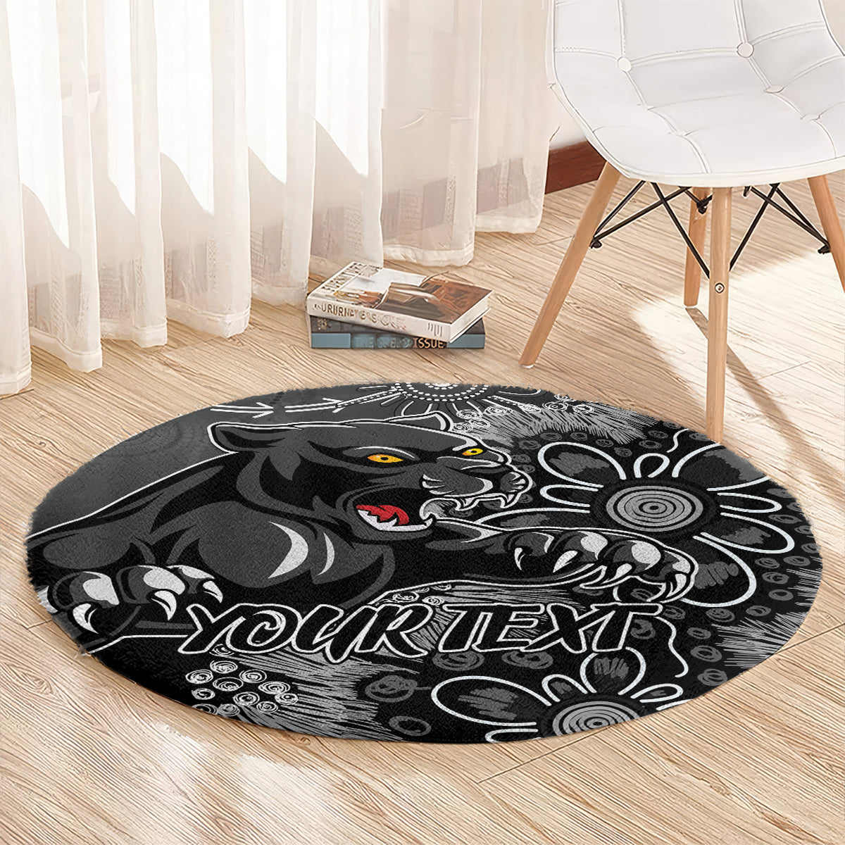 Personalised Panthers NAIDOC Week 2024 Round Carpet Aboriginal Fire Burning Sparks