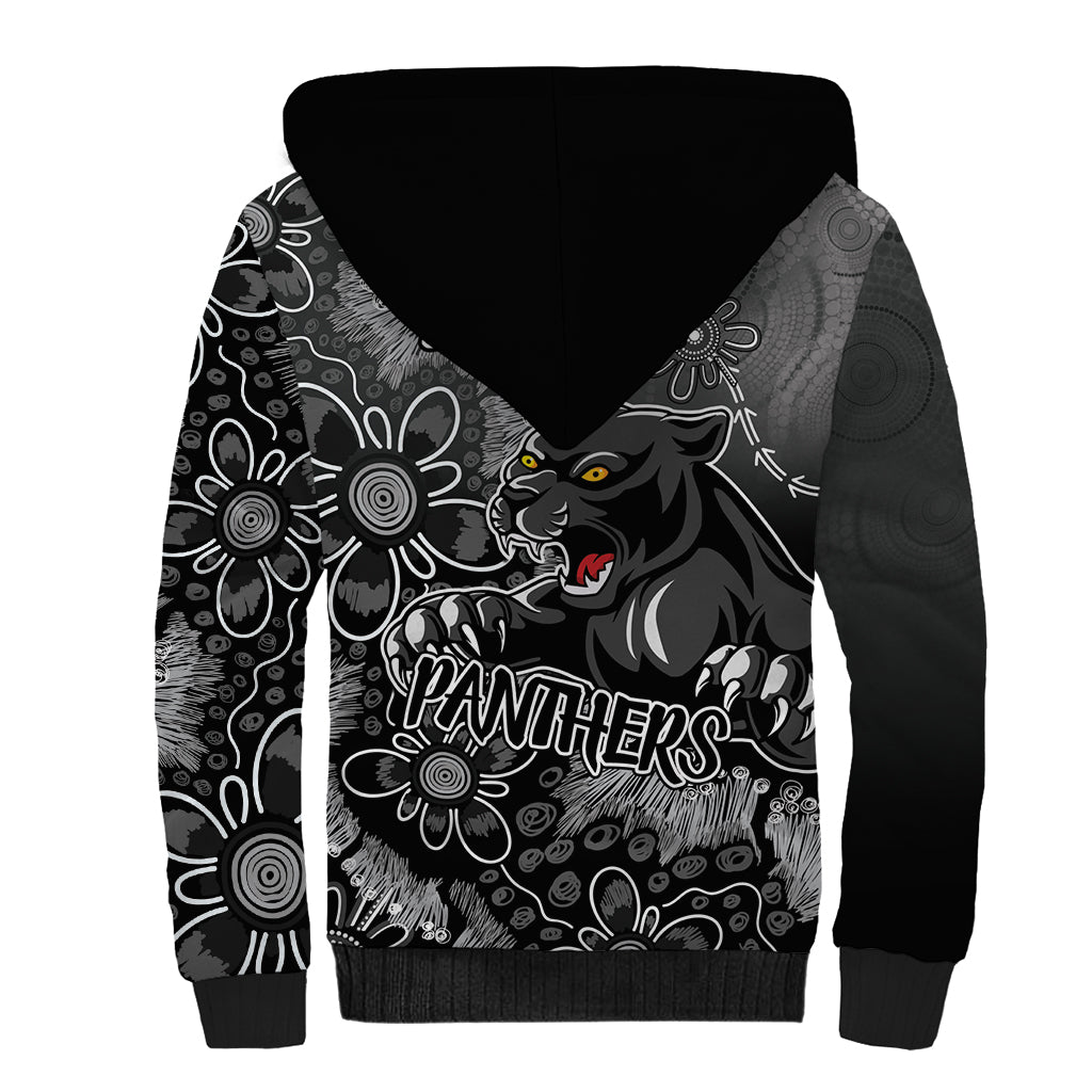 Personalised Panthers NAIDOC Week 2024 Sherpa Hoodie Aboriginal Fire Burning Sparks