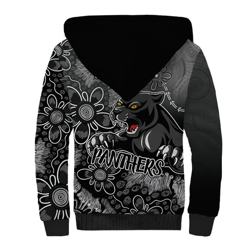 Personalised Panthers NAIDOC Week 2024 Sherpa Hoodie Aboriginal Fire Burning Sparks