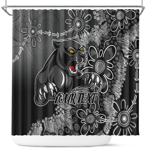 Personalised Panthers NAIDOC Week 2024 Shower Curtain Aboriginal Fire Burning Sparks
